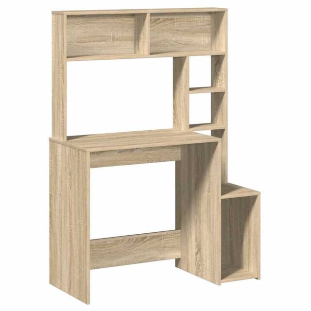 Berkfield Home Desk with Shelves Sonoma Oak 100x45x140 cm Engineered Wood in Light Brown - Size: 100 x 45 x 140 cm - image 1