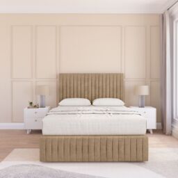 "Sloomy Madison Divan Bed Base No Drawers 12"" Footboard & 26"" Struts Headboard in Light Brown - Size: Super King" - thumbnail 2