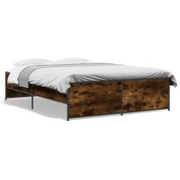 Berkfield Home Durable Bed Frame without Mattress Smoked Oak 120x200 cm in Brown - Size: Small Double - thumbnail 3