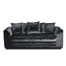 SNUG FURNITURE BIRMINGHAM LTD Crushed Velvet 3 Seater Sofa Scatterback in Black