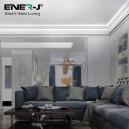 ENER-J Pack of 2 Gypsum LED Cove Light 45 Degree Corner Aluminum Profile 2 Me in White - thumbnail 8