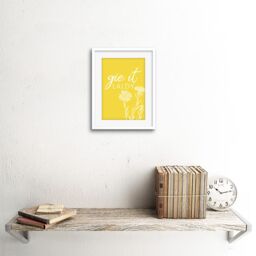 "Artery8 Wall Art Print Scotland Flower Quote Gie it Laldy Framed in White - Size: W7"" x H9""" - thumbnail 2