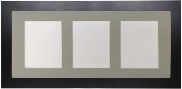 Frames & Mirrors 4U Metro Black Frame with Light Grey Mount for 3 Image Sizes 7 x 5 Inch - image 1