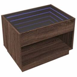 Berkfield Home Coffee Table with Infinity LED Brown Oak 70x50x50 cm - Size: 70 x 50 x 50 cm - thumbnail 5
