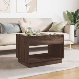 Berkfield Home Coffee Table with Infinity LED Brown Oak 70x50x50 cm - Size: 70 x 50 x 50 cm - thumbnail 3