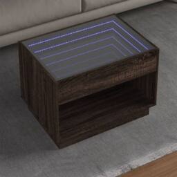 Berkfield Home Coffee Table with Infinity LED Brown Oak 70x50x50 cm - Size: 70 x 50 x 50 cm - thumbnail 2