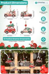 Neel Blue Car Design Wooden Christmas Tree Ornaments - 12pcs - thumbnail 2