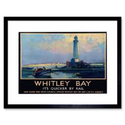 "Artery8 Whitley Bay Tyne Wear England Lighthouse St Mary Framed Wall Art Print in Blue - Size: W12"" x H16""" - thumbnail 1