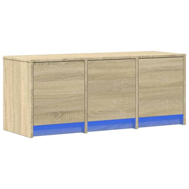 Berkfield Home TV Cabinet with LED Sonoma Oak 97x34x40 cm Engineered Wood in Natural - Size: 97 x 34 x 40 cm - image 1