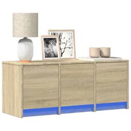 Berkfield Home TV Cabinet with LED Sonoma Oak 97x34x40 cm Engineered Wood in Natural - Size: 97 x 34 x 40 cm - thumbnail 2
