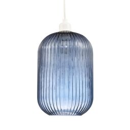 Happy Homewares Contemporary Chic Line Ribbed Glass Pendant Light Shade in Midnight - thumbnail 2