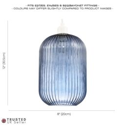 Happy Homewares Contemporary Chic Line Ribbed Glass Pendant Light Shade in Midnight - thumbnail 7