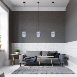 Happy Homewares Contemporary Chic Line Ribbed Glass Pendant Light Shade in Midnight - thumbnail 6