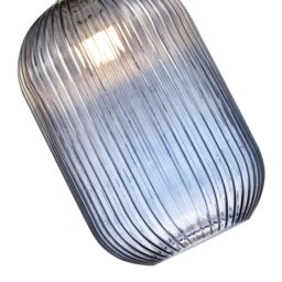 Happy Homewares Contemporary Chic Line Ribbed Glass Pendant Light Shade in Midnight - thumbnail 5