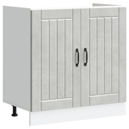 Berkfield Home Kitchen Cabinet 'Lucca' with Double Sinks in Concrete Grey Made of Engineered Wood - thumbnail 4