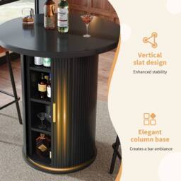 BTM Round Bar Table Storage Cabinet Standing Table for Living Room in Black - thumbnail 8