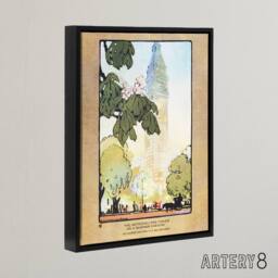 "Artery8 The Metropolitan Tower on A Summer Evening Elmer Framed Canvas Art in Orange - Size: W18"" x H24""" - thumbnail 2