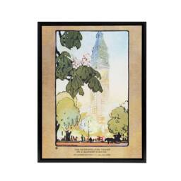 "Artery8 The Metropolitan Tower on A Summer Evening Elmer Framed Canvas Art in Orange - Size: W18"" x H24""" - thumbnail 1
