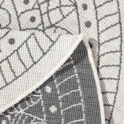 THE RUGS Porto Reversible Indoor Outdoor Rug Flatweave Polypropylene Design in Grey - Size: 240 cm diameter - thumbnail 2