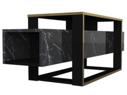 Vente-unique 2-Compartment TV Unit - Black & Gold Marble Effect - COMEBI II - thumbnail 8