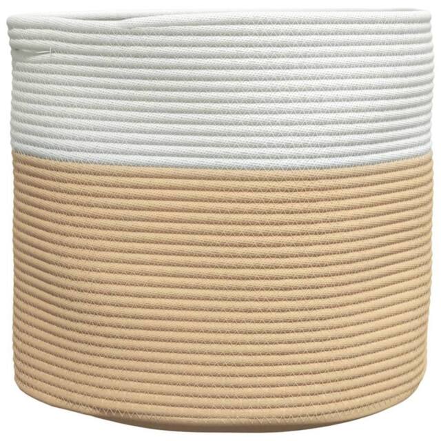 Berkfield Home Storage Basket Beige & White √ò40x35 cm Cotton - Size: 40x35 cm - image 1