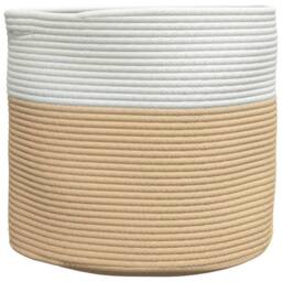 Berkfield Home Storage Basket Beige & White √ò40x35 cm Cotton - Size: 40x35 cm