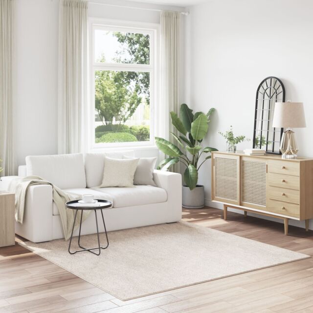 Berkfield Home Shaggy Rug with Latex Backing Cream 200x200 cm - Size: Medium - image 1