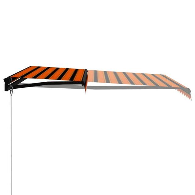 Berkfield Home Manual Retractable Awning with LED 350x250 cm Orange & Brown - image 1