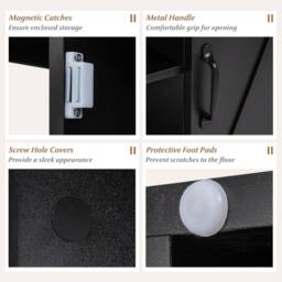 Costway Farmhouse Nightstand w/Charging Station Wooden Bedside Table End Table in Black - thumbnail 9