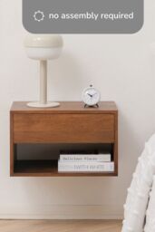 MH London Nightstand Bedside Tables & Cabinets Floating Bedside Table Solid Wood for Bedroom Idris in Walnut - thumbnail 2