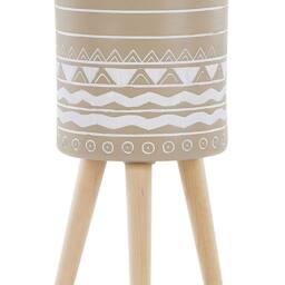 Wyld and Coco Beige Fibre Clay Plant Stand with Solid Beechwood Legs 30 cm - Size: Medium - thumbnail 2