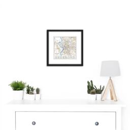 Artery8 Map Antique Historic 1870 Ancient Rome City Plan Replica 8X8 Inch Square Wooden Framed Wall Art Print Picture with Mount in Black - thumbnail 2