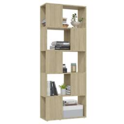 Berkfield Home Book Cabinet Room Divider Sonoma Oak 60x24x155 cm in Light Tan - Size: 60 x 24 x 155 cm - thumbnail 4