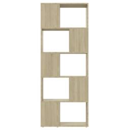 Berkfield Home Book Cabinet Room Divider Sonoma Oak 60x24x155 cm in Light Tan - Size: 60 x 24 x 155 cm - thumbnail 5