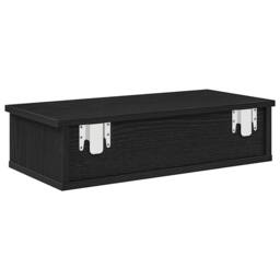 Berkfield Home Wall Shelf with Drawers Black 60x25x15 cm Engineered Wood - Size: 60 x 25 x 15 cm - thumbnail 6