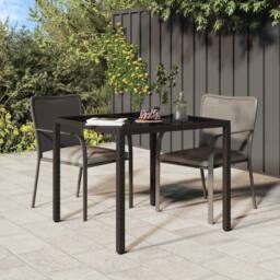 Berkfield Home Garden Dining Table Brown 90x90x75 cm Poly Rattan - Size: 90 x 90 x 75 cm - thumbnail 2