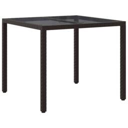 Berkfield Home Garden Dining Table Brown 90x90x75 cm Poly Rattan - Size: 90 x 90 x 75 cm - thumbnail 5