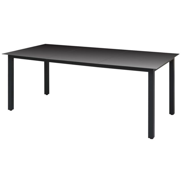 Berkfield Home Garden Table Black 190x90x74 cm Aluminium & Glass - Size: 190 x 90 x 74 cm - image 1