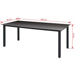 Berkfield Home Garden Table Black 190x90x74 cm Aluminium & Glass - Size: 190 x 90 x 74 cm - thumbnail 3