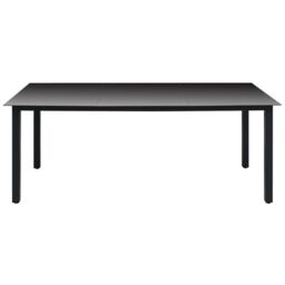 Berkfield Home Garden Table Black 190x90x74 cm Aluminium & Glass - Size: 190 x 90 x 74 cm - thumbnail 2