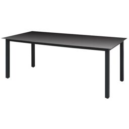 Berkfield Home Garden Table Black 190x90x74 cm Aluminium & Glass - Size: 190 x 90 x 74 cm - thumbnail 1