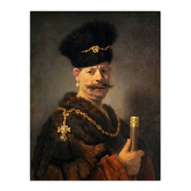 "Artery8 A Polish nobleman Rembrandt van Rijn Wall Art Poster Print - Size: W12"" x H16""" - image 1