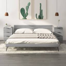 Berkfield Home Modern Bedside Cabinets 2 pcs Grey Sonoma 40x36x65 cm - Size: 40 x 36 x 65 cm - thumbnail 2
