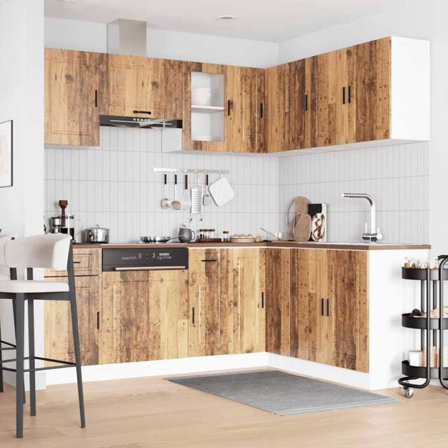 Berkfield Home Elegant 11 Piece Kitchen Cabinet Set Porto Old Wood Engineered Wood in Brown - image 1