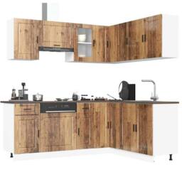 Berkfield Home Elegant 11 Piece Kitchen Cabinet Set Porto Old Wood Engineered Wood in Brown - thumbnail 2
