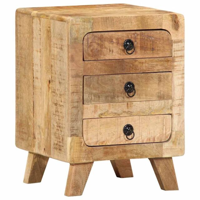 Berkfield Home Bedside Cabinet 37x32x50 cm Solid Wood Rough Mango in Brown - Size: 37 x 32 x 50 cm - image 1