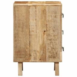 Berkfield Home Bedside Cabinet 37x32x50 cm Solid Wood Rough Mango in Brown - Size: 37 x 32 x 50 cm - thumbnail 3