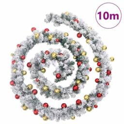 Berkfield Home Stunning Christmas Garland with Baubles & LED Lights Green 10 m PVC - thumbnail 7
