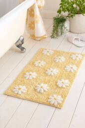 Dreams & Drapes 'Daisy Floral' Woven Slip Resistant Bath Mat in Yellow - thumbnail 1