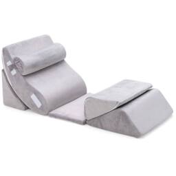 SPETLEK Bed Wedge Pillow Set 6 Piece Memory Foam Support System in Grey - Size: Cot